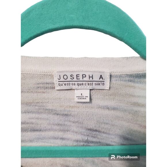 Joseph A C'est Silk Size L Blue Gold Black Sweater Women Button Up - Picture 2 of 3